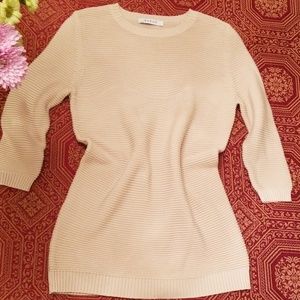 Kokun Sweetheart rib pullover,  cream/beige Nwot